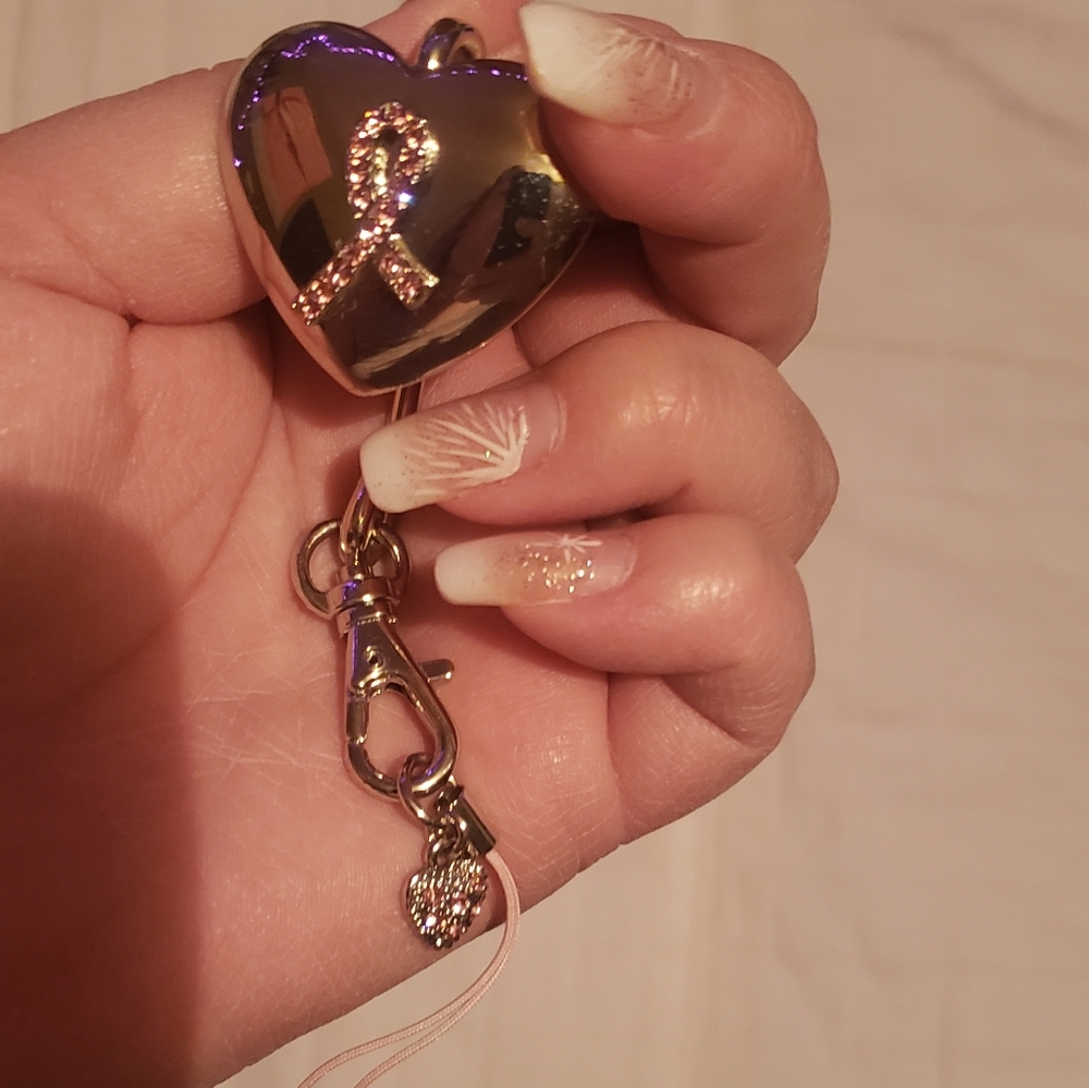 VINTAGE Breast Cancer Purse Holder Pink Rhinestone